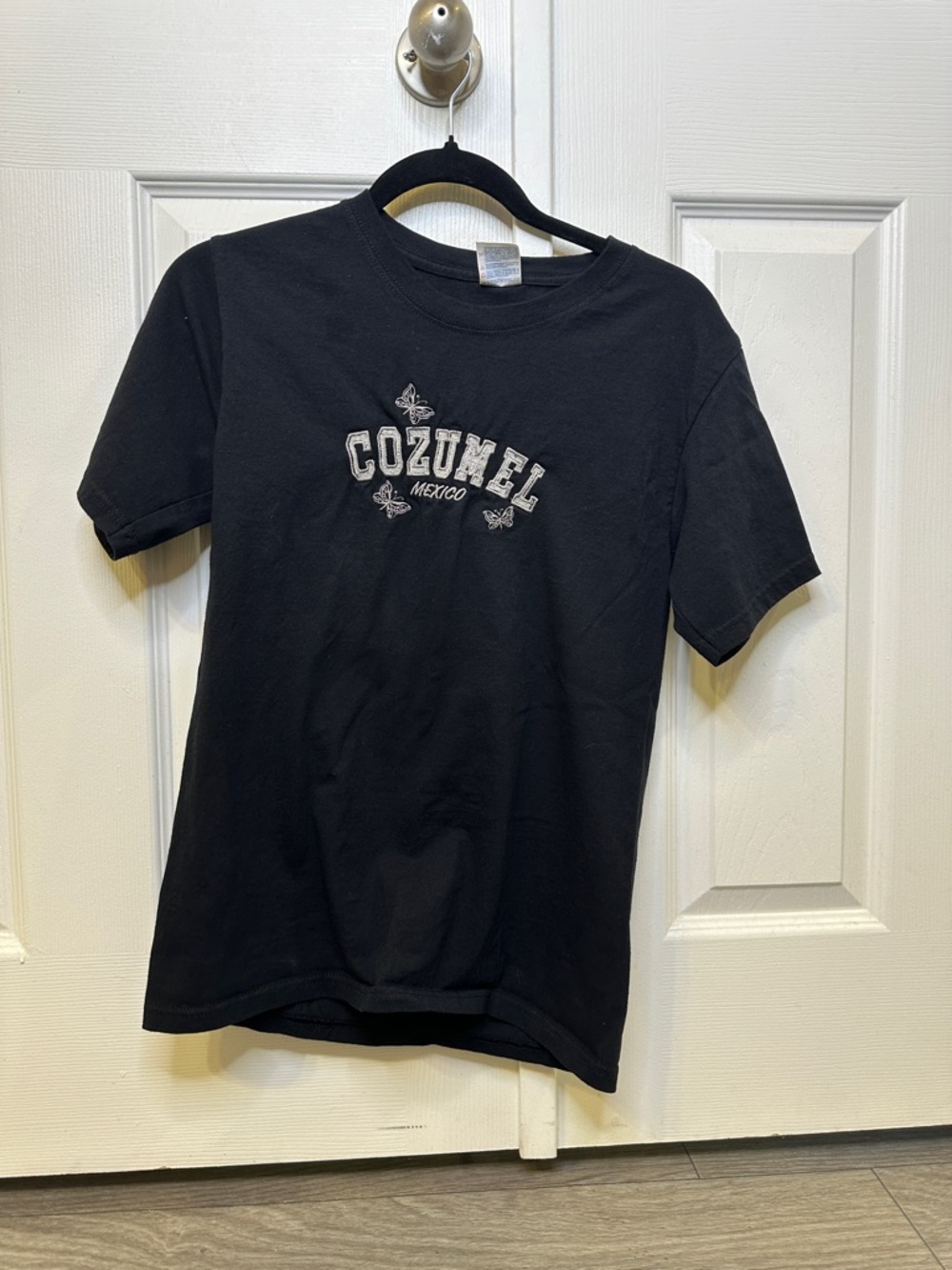 Cozumel Mexico Butterfly Graphic Tee S Black